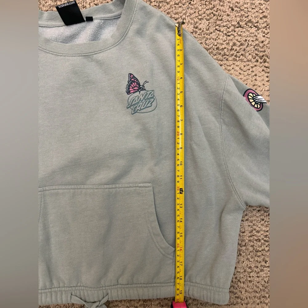 Green Santa Cruz Skateboards Mushroom Graphic Women's Cropped Sweater - Picture 11 of 13